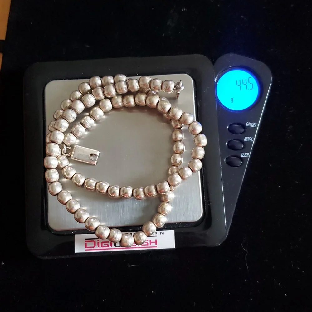 Mexico 925 sterling silver large bead ball necklace , 44.5 grms - Picture 10 of 13